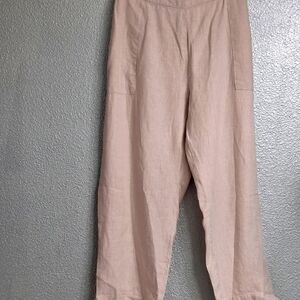 Symple NYC Beige 100% Linen Cropped Pants